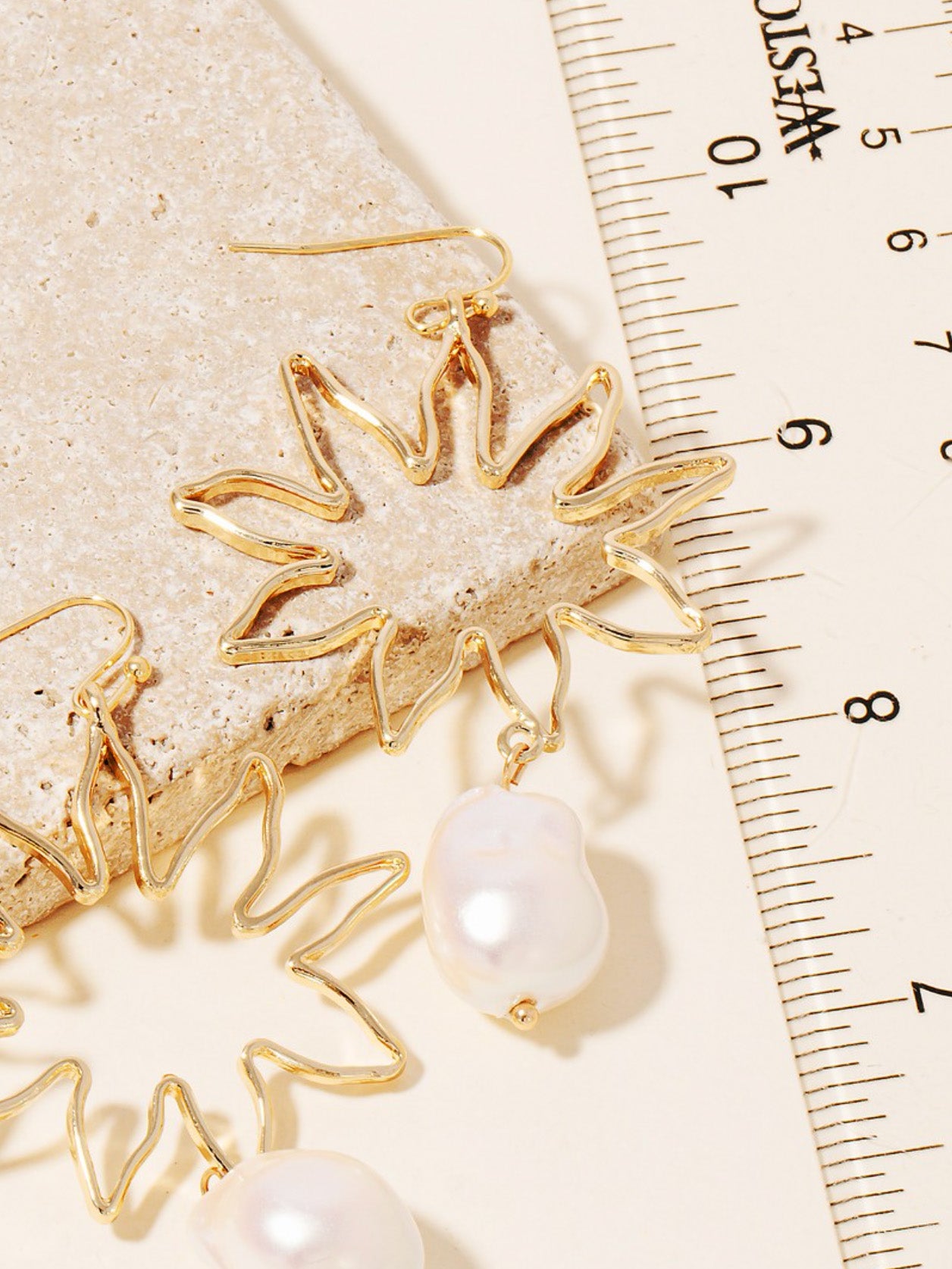 gold starburst pearl earrings