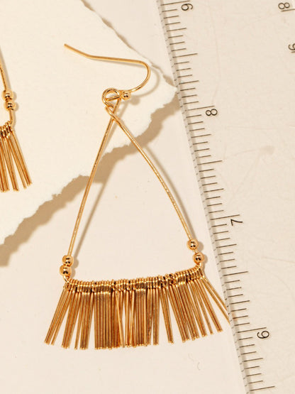 gold triangle fringe drop earrings