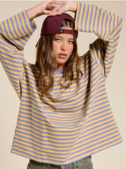 golden lilac striped top