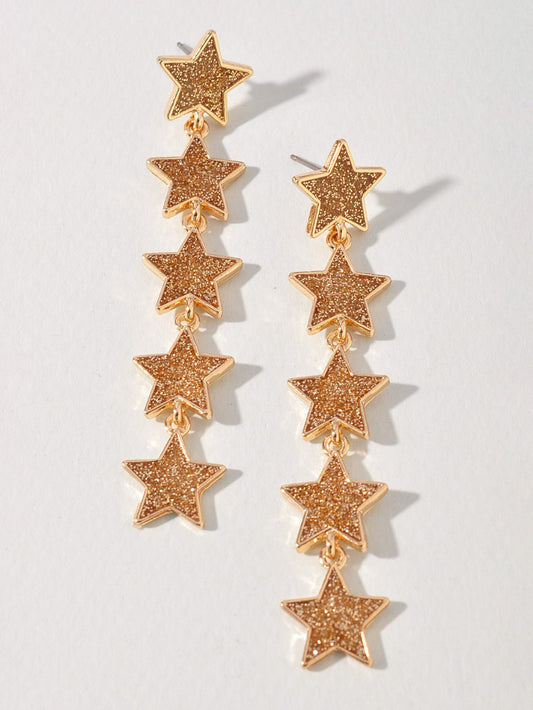 golden star drop earrings