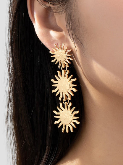 golden sunburst trio earrings