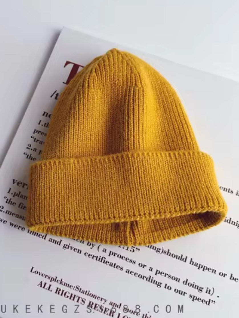 golden yellow ribbed toddler beanie