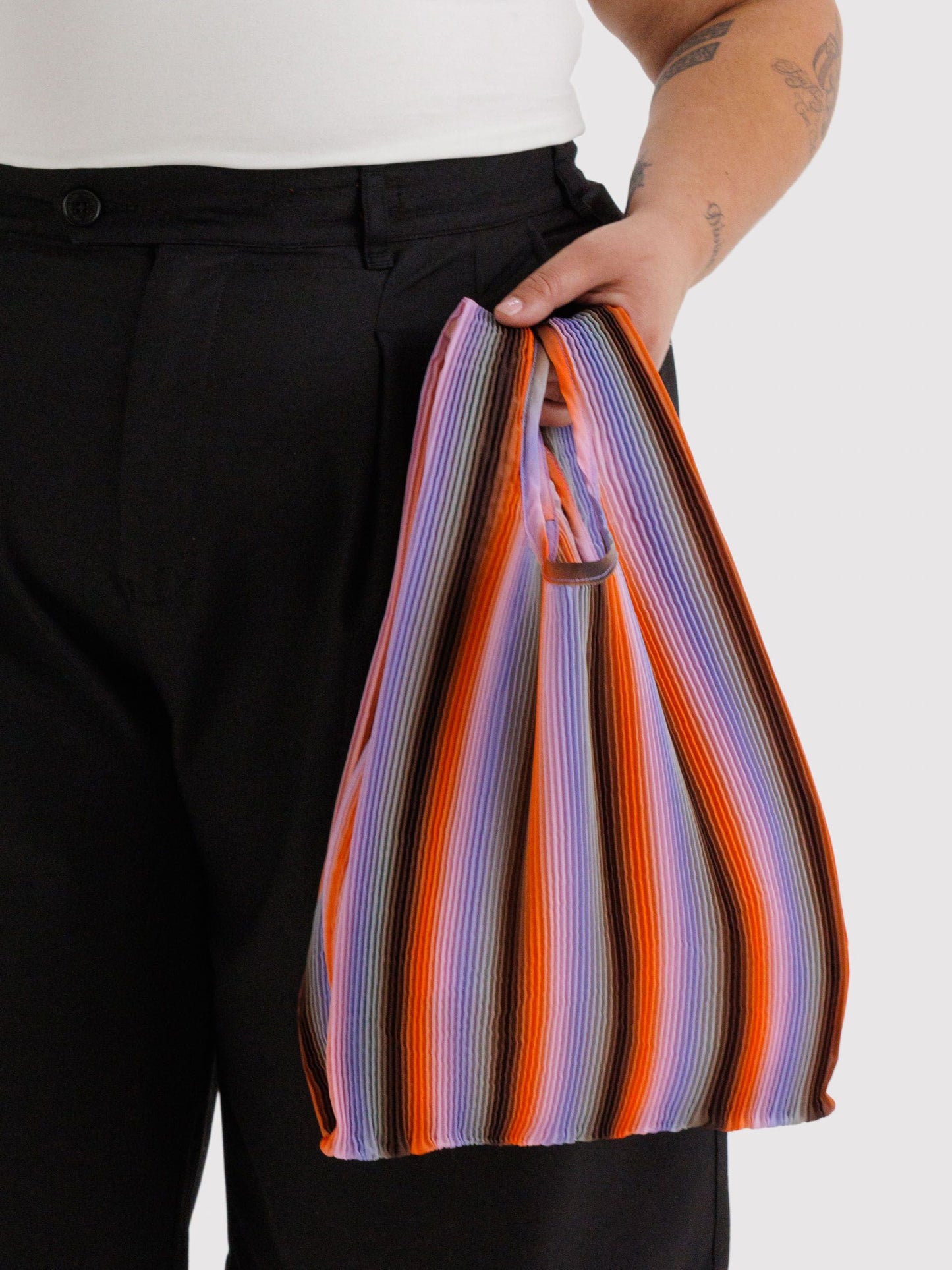 Gradient Stripe Poppy & Lilac Pleated Baggu