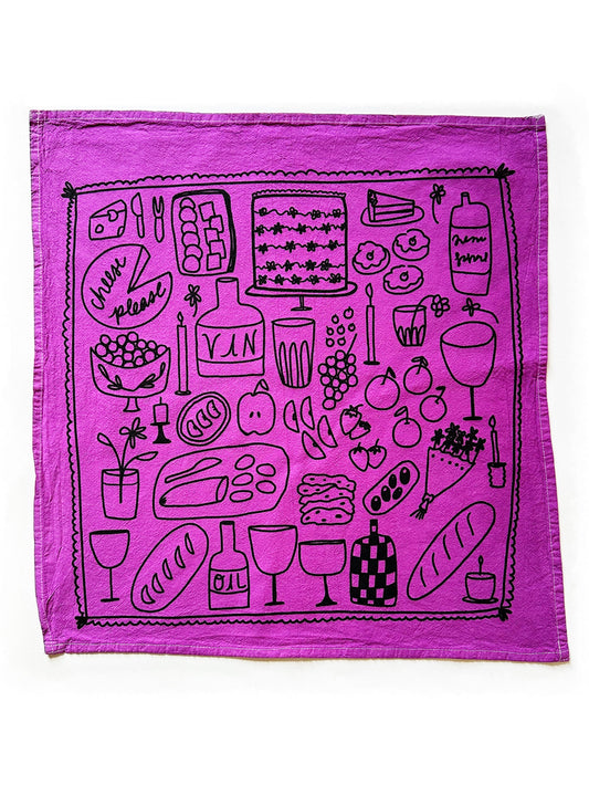 grape picnic tea towel