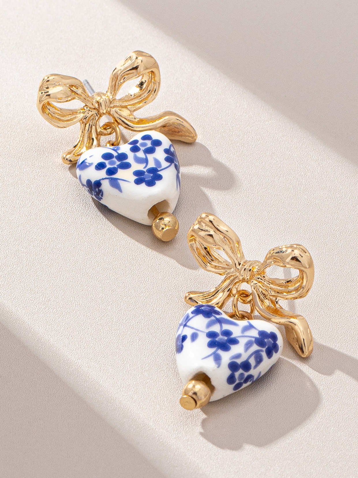 grecian bow + heart earrings