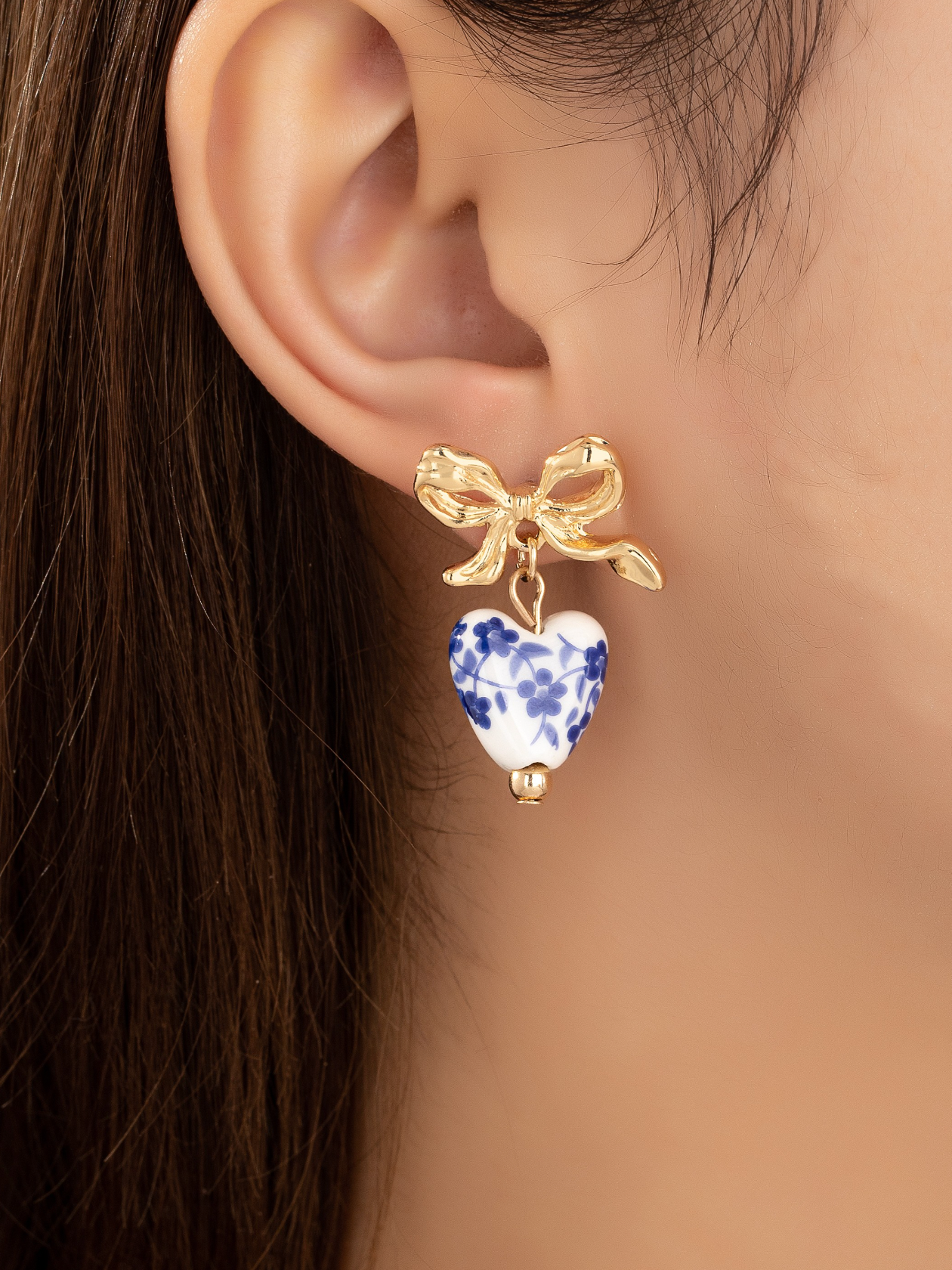 grecian bow + heart earrings