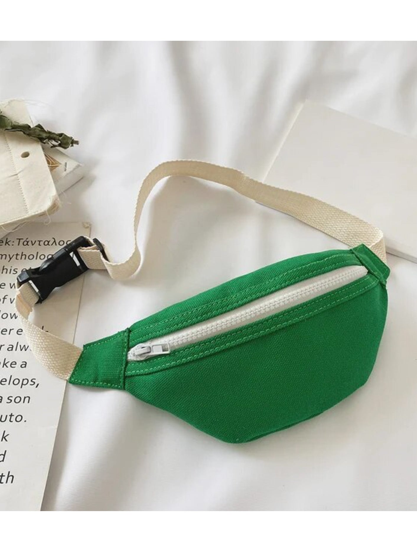 green canvas fanny pack
