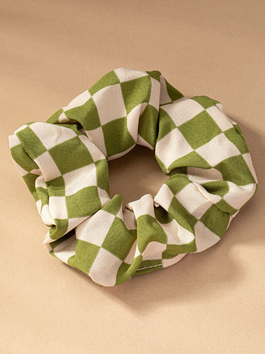 green checkered scrunchie