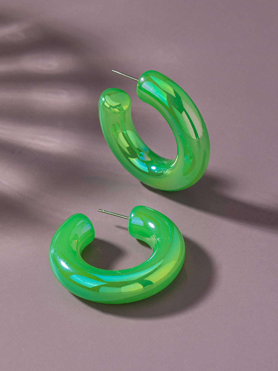 green chromatic chunky hoop earrings