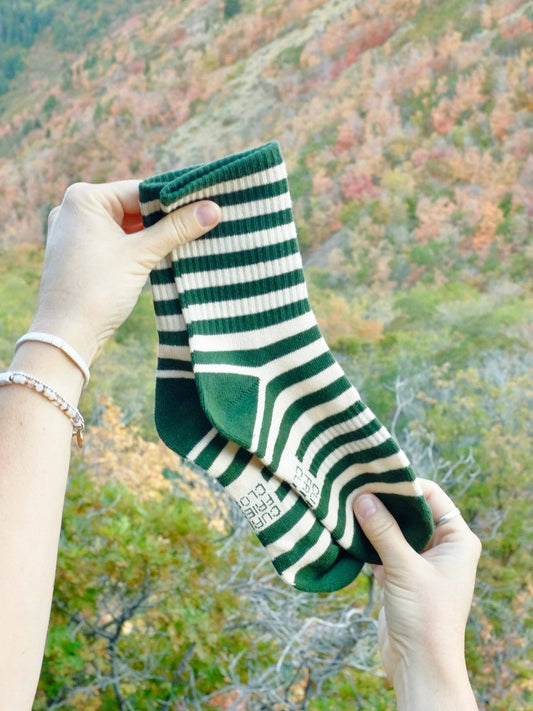 Green & Cream Retro Ribbed Socks