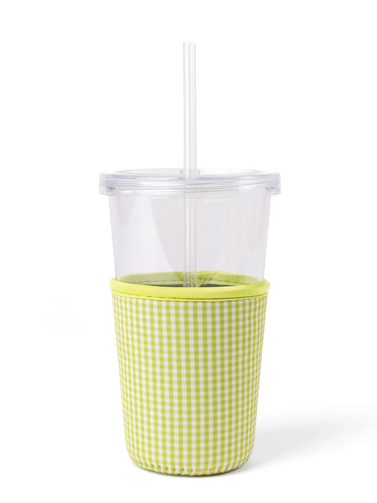Green Gingham Drink Sleeve