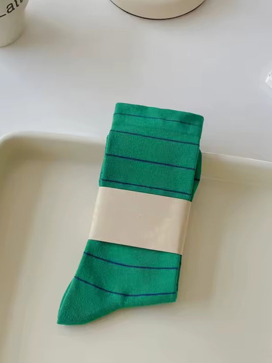 Green Thin Stripe Socks