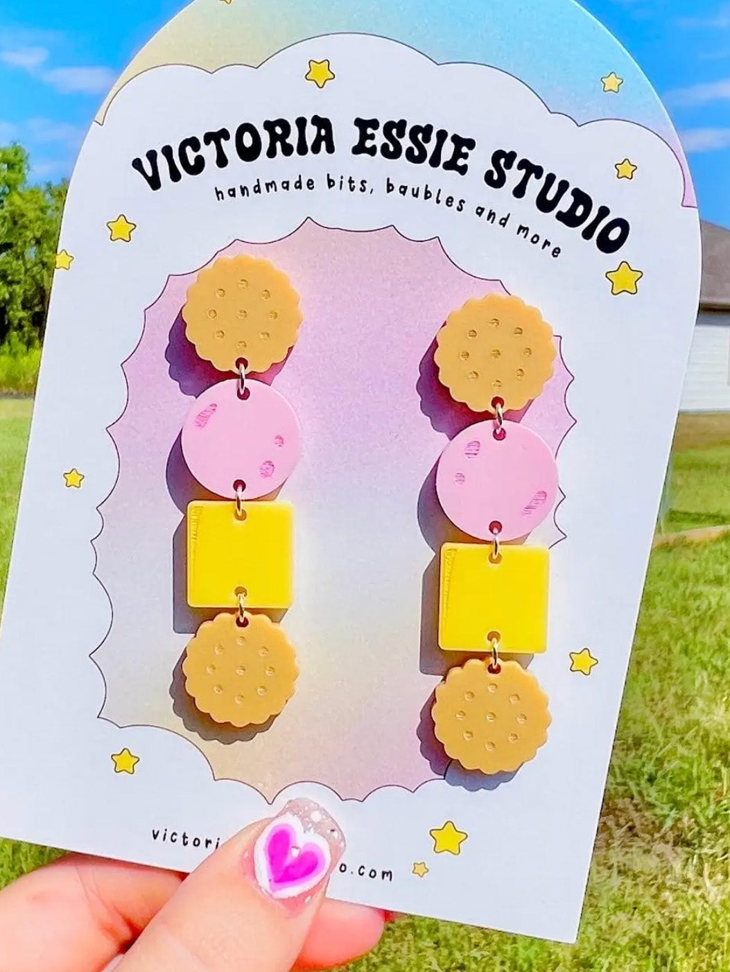 ham + cheese crackers earrings