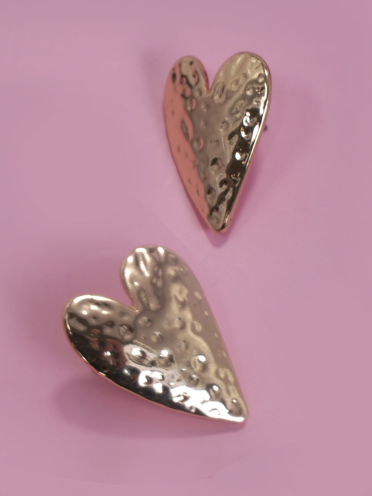 hammered heart studs