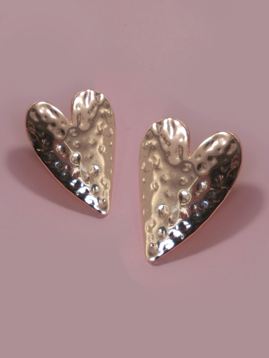 hammered heart studs