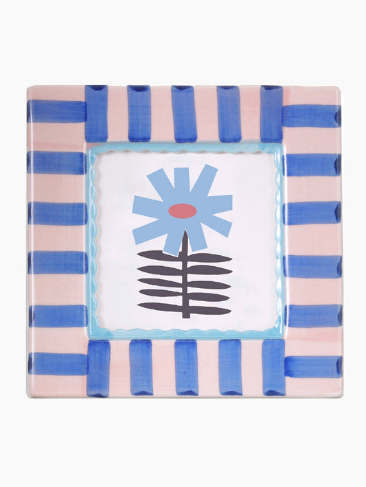 Blue Stripe Hand-Painted Ceramic Frame