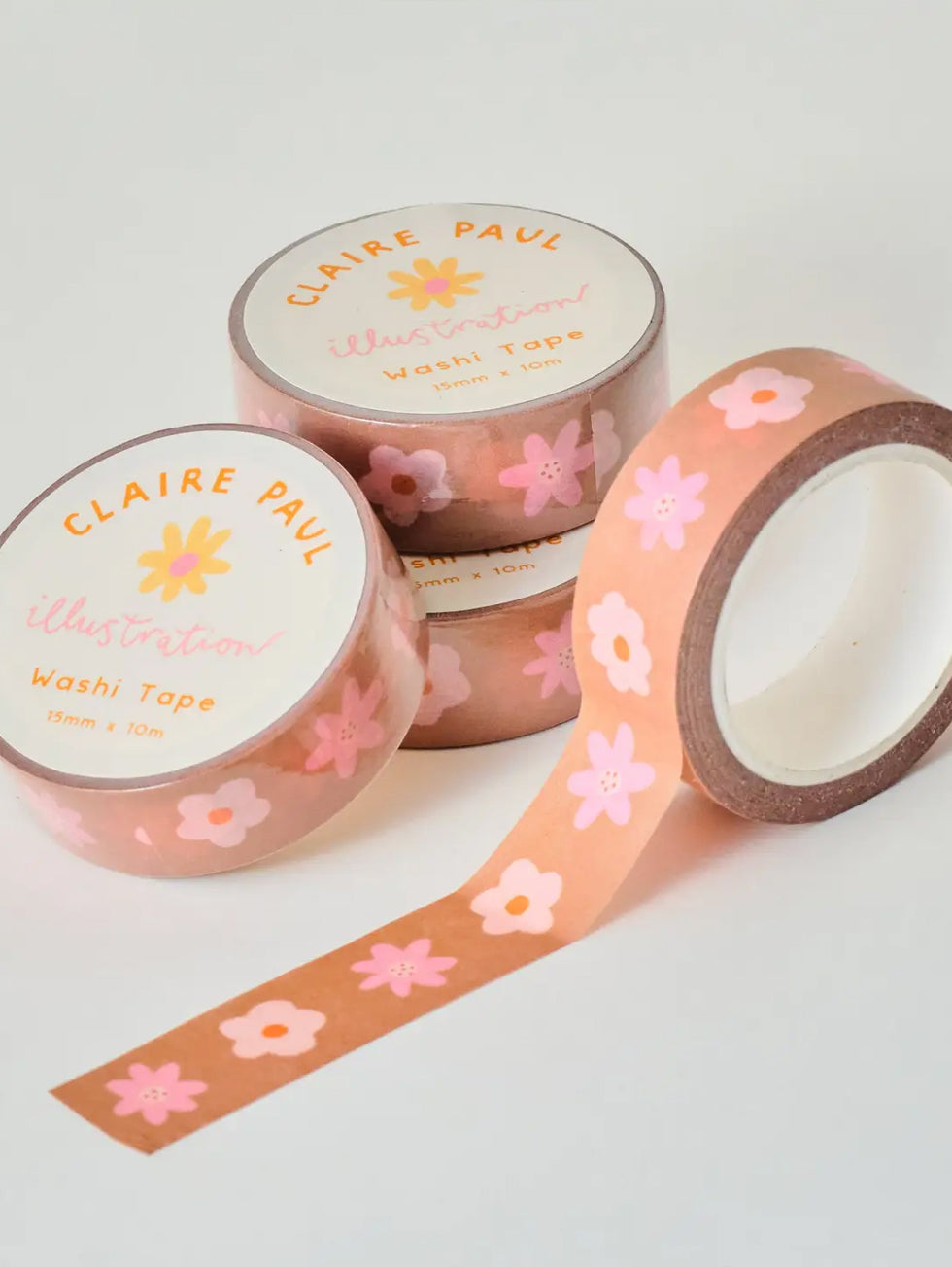 Brown and Pink Floral Washi Tape