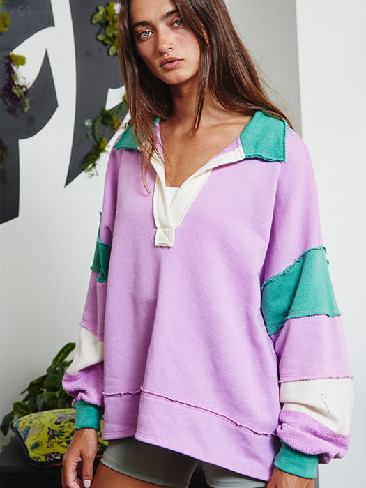 Amelia French Terry Color-block Top