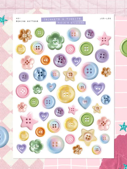 Sewing Buttons Trinkets & Tidbits Deco Sticker Sheet