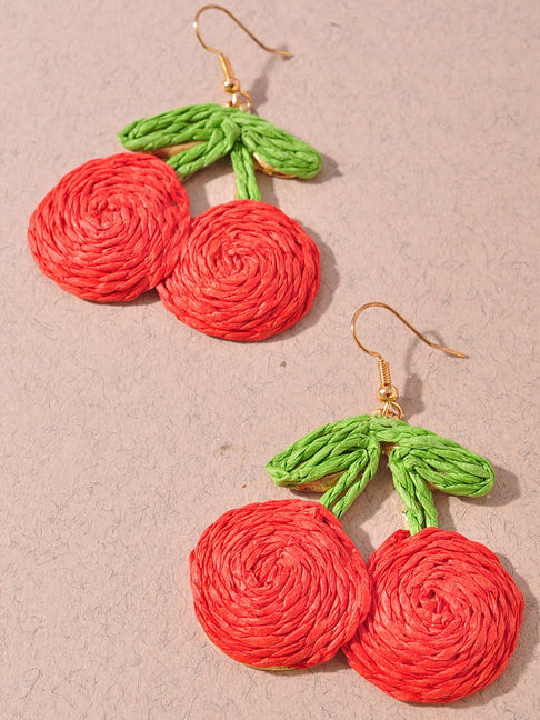 Raffia Cherry Drop Earrings
