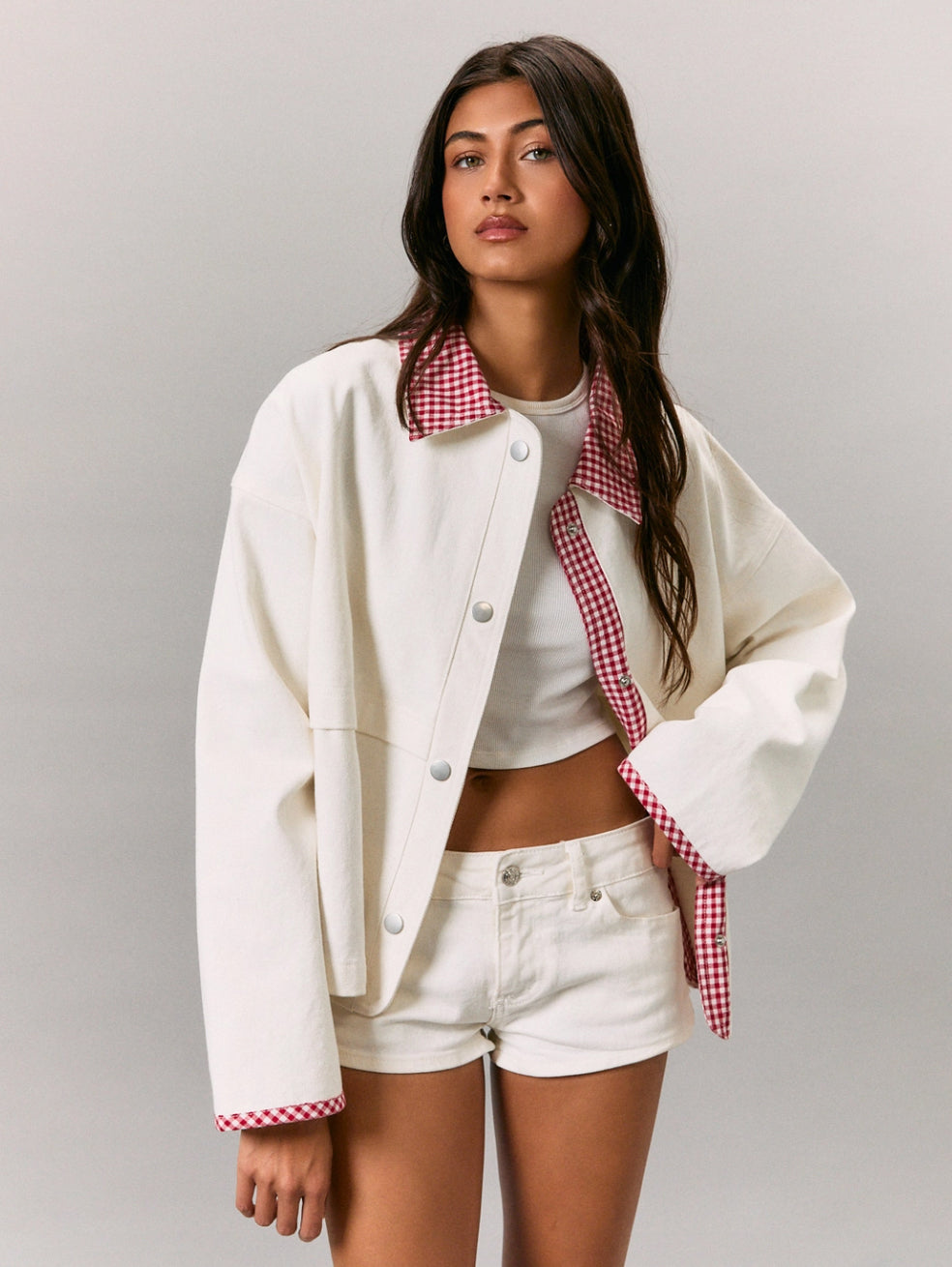 Gingham Collar Jacket