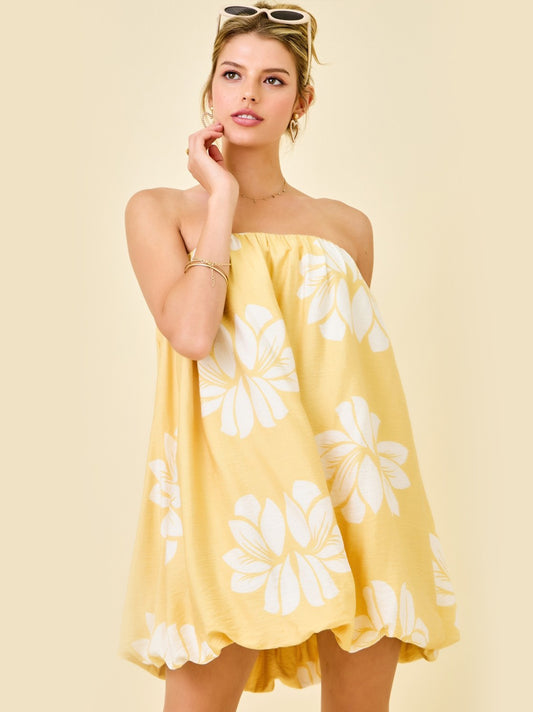 Floral Dream Tube Top Mini Bubble Dress