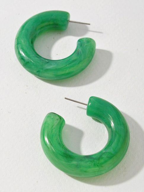 Green Resin Cutie Hoop Earrings