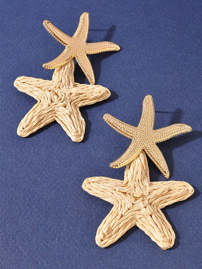 Ivory Raffia Starfish Earrings