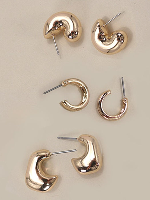 Mini Gold Bubble Hoop Earring Set
