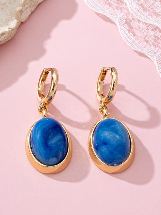 Lapis Oval Drop Earrings