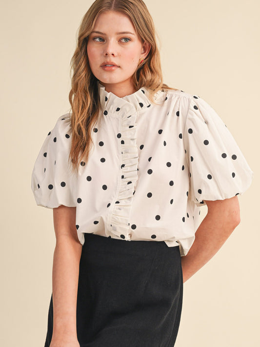 Robin Polka Dot Ruffle Top
