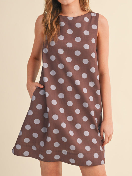 Mocha Dot Shift Dress