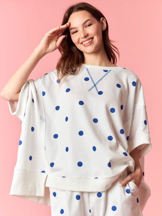 Royal Dottie French Terry Dolman Sweatshirt