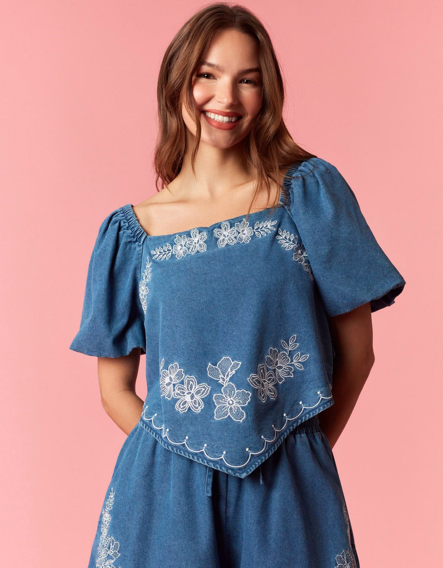 Tanya Embroidered Scarf Top
