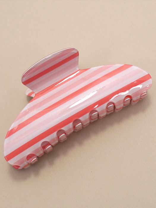 Coral Pink Striped Hair Claw Clip