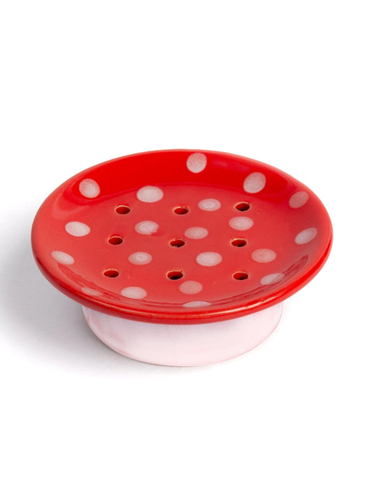 Red Mushroom Ceramic Soap Dish