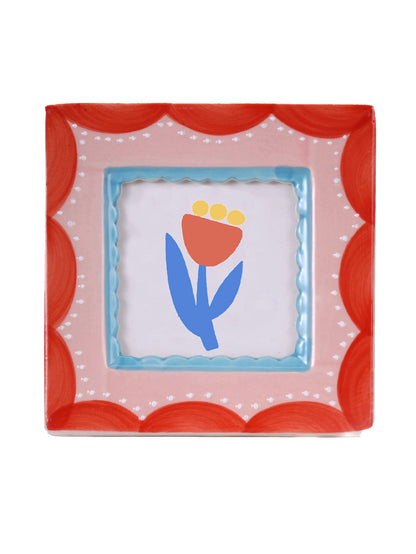 Red Scallop Hand-Painted Ceramic Frame