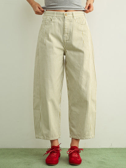 Sand Stripe Barrel Jeans