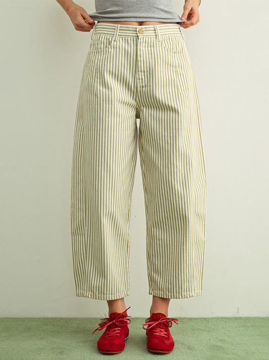 Sand Stripe Barrel Jeans