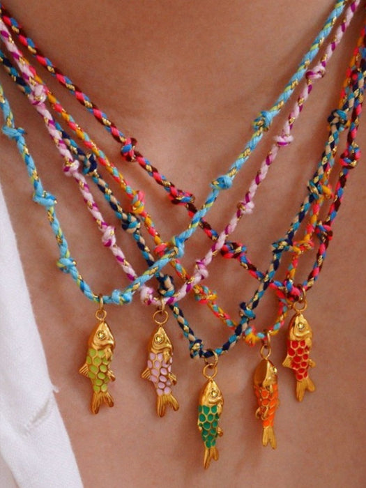 Seaside Corded Fish Charm Necklaces