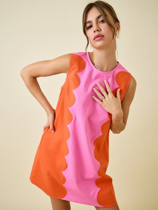 Summer Scallop Mini Dress