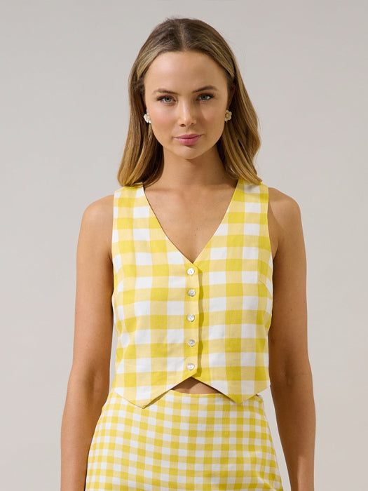 Sunny Cropped Vest Gingham