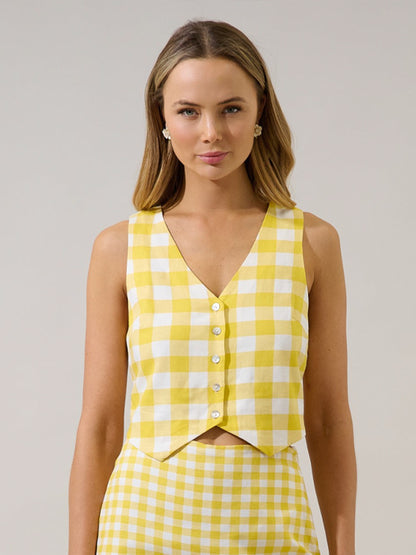 Sunny Cropped Vest Gingham