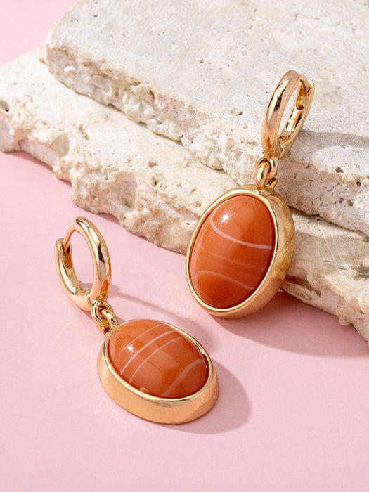 Sunstone Oval Drop Earrings
