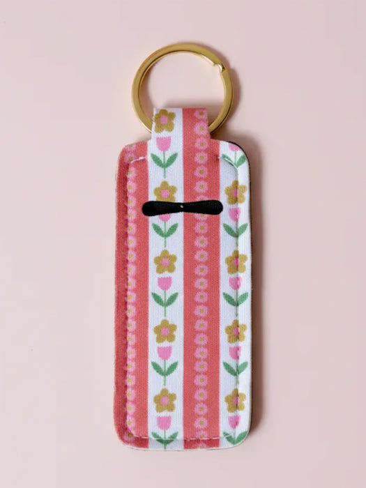 Tulip Stripes Lip Balm Holder Keychain