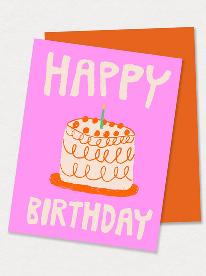 Happy Birthday Pink Cake Card