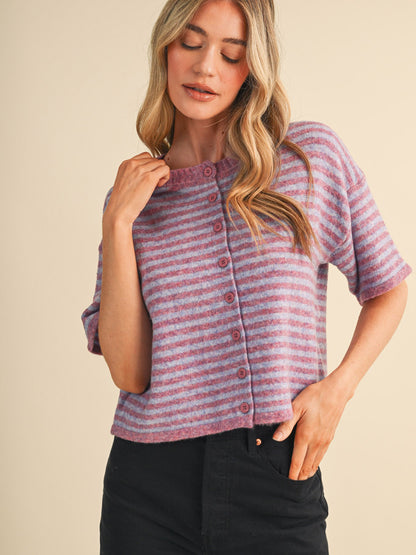 Harper Striped Short Sleeve Cardigan