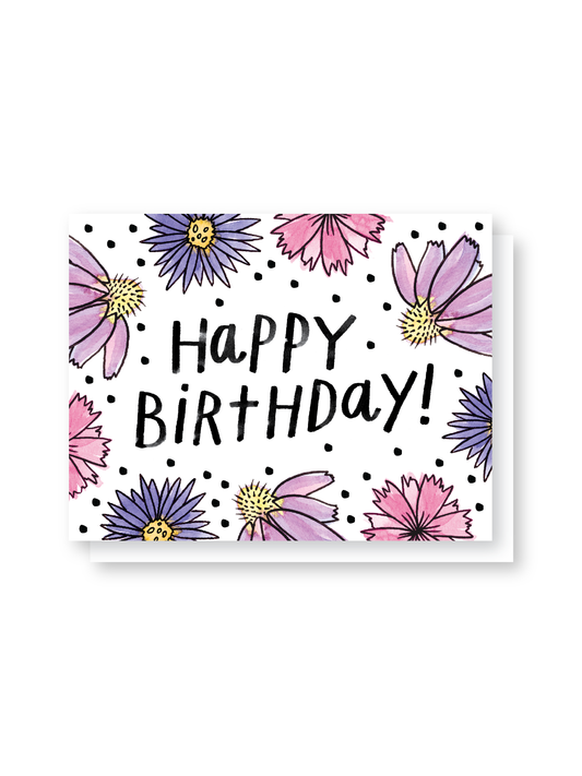 happy birthday flowers card