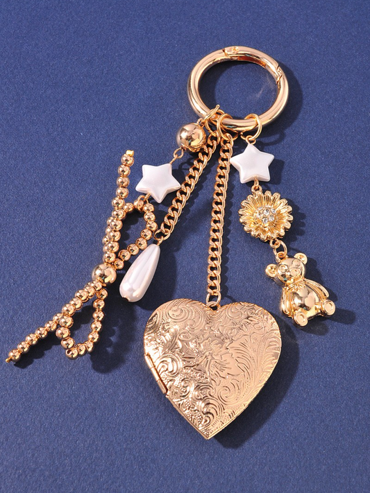 heart locket bag charm