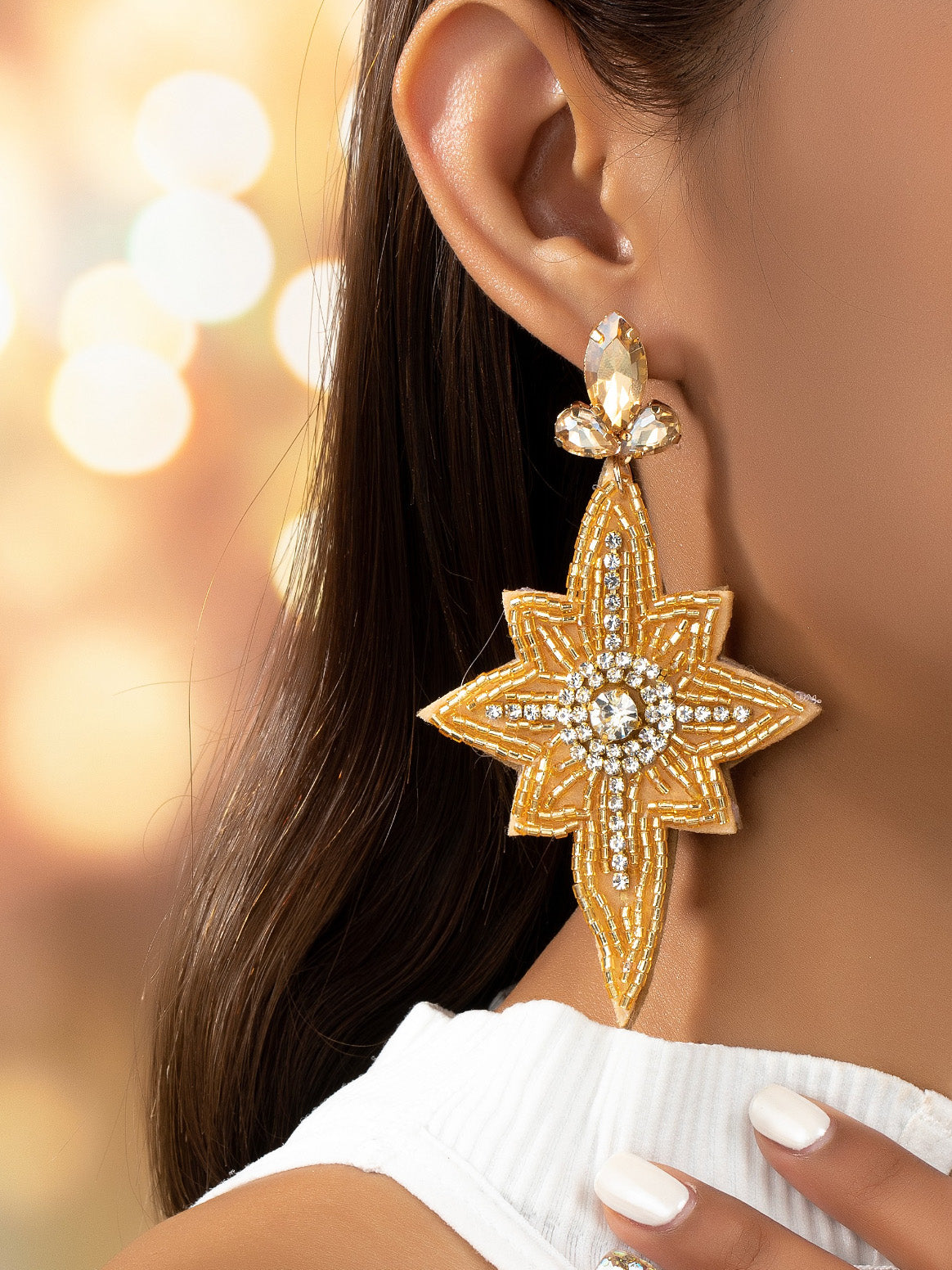 holiday star beaded earrings